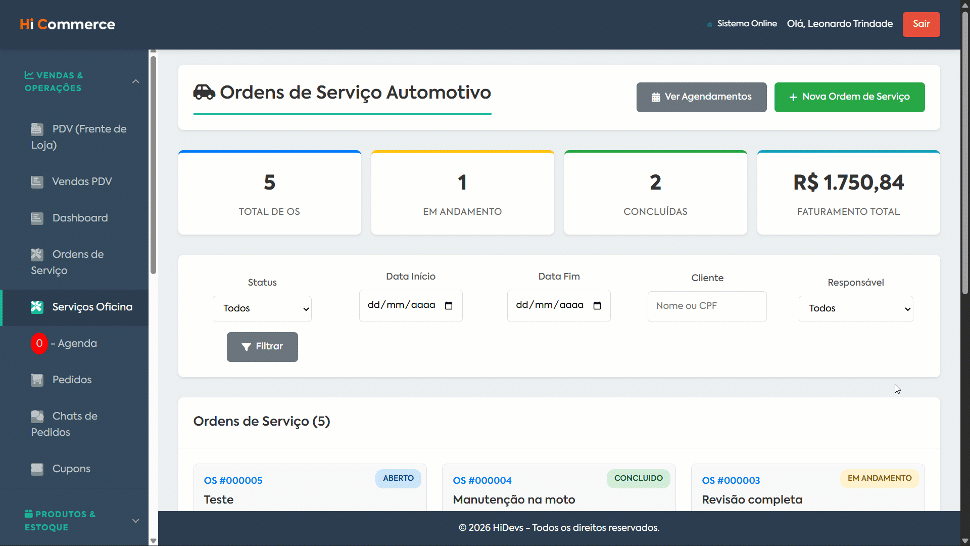 Geração de Ordens de Serviços automática